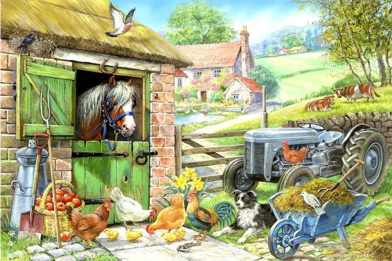legpuzzel XXL Down On The Farm 250 stukjes dieren. fra House of Puzzles, Flerfarvet-udgave – æske