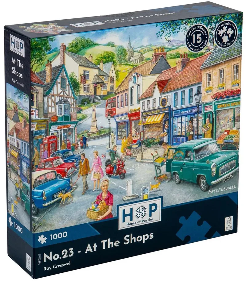 No.23 - At The Shops Puzzel 1000 stukjes - Find the Differences von House of Puzzles, Ausgabe Mehrfarbig – Schachtel