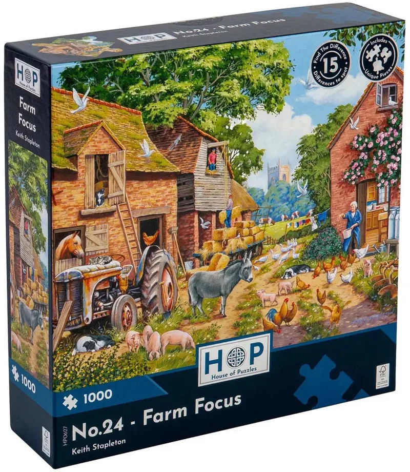 No.24 - Farm Focus Puzzel 1000 Stukjes de House of Puzzles, édition Multicolore – boîte