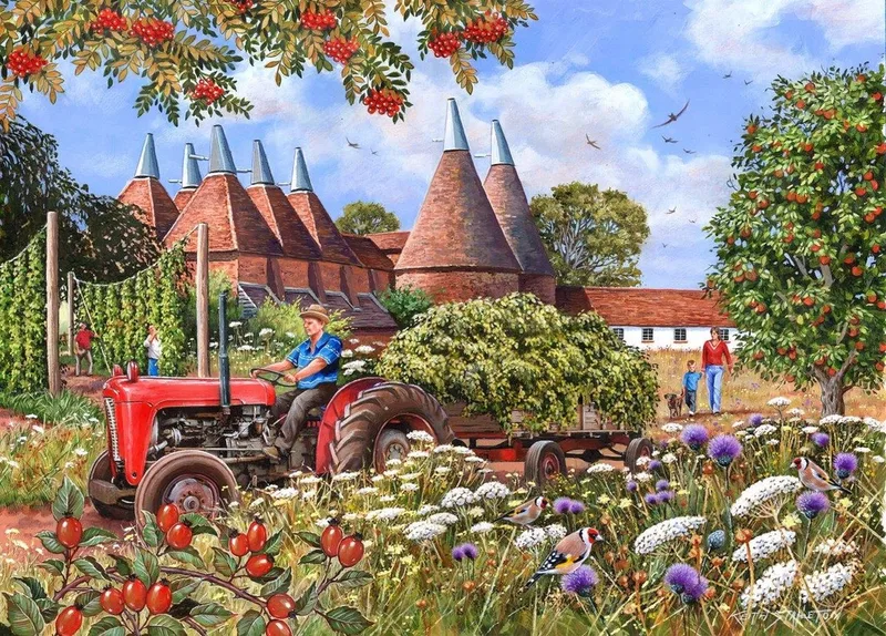 Oast Houses Puzzel 500 XL stukjes fra House of Puzzles, Flerfarvet-udgave – æske