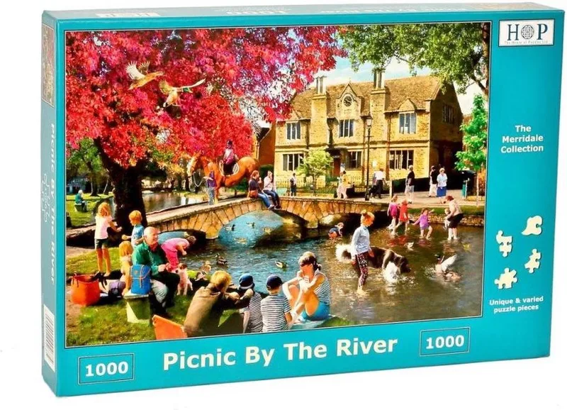 Picnic by the River Puzzel 1000 stukjes von House of Puzzles, Ausgabe Mehrfarbig – Schachtel