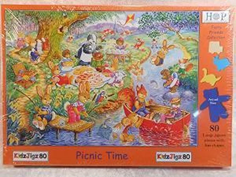 Picnic Time – Legpuzzel – 80 stukjes – XL stukken – 48 x 34 cm fra House of Puzzles, Flerfarvet-udgave – æske