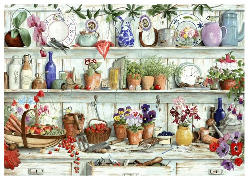 Posies and Produce Puzzel 500 XL Stukjes from House of Puzzles, Multicolour edition – box