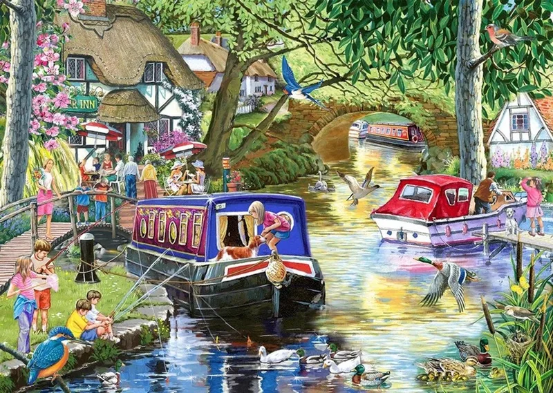 Summer on the River Puzzel 1000 Stukjes von House of Puzzles, Ausgabe Mehrfarbig – Schachtel