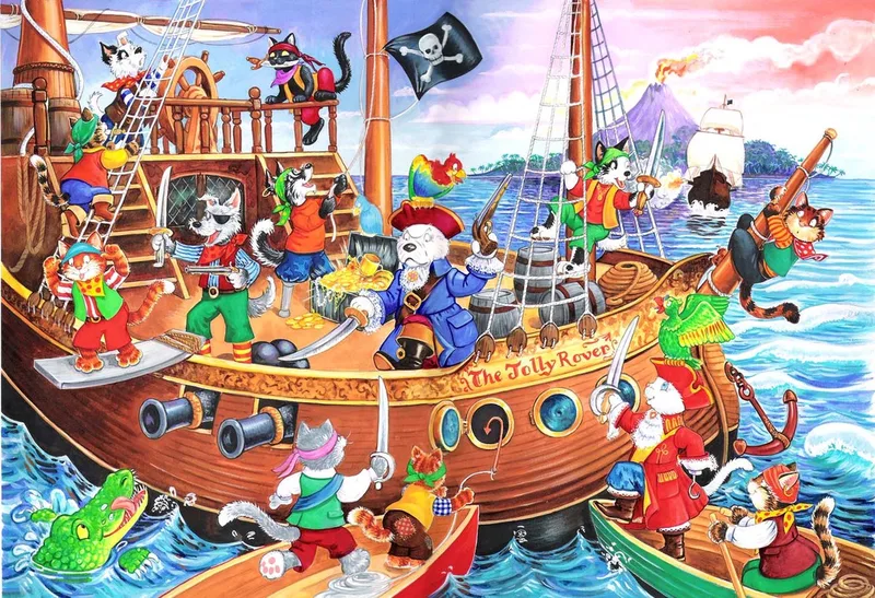 The House of Puzzles Pirates Ahoy – Legpuzzel – 80 stukjes – Grote stukken – 48,3 x 34,3 cm from House of Puzzles, Multicolour edition – box