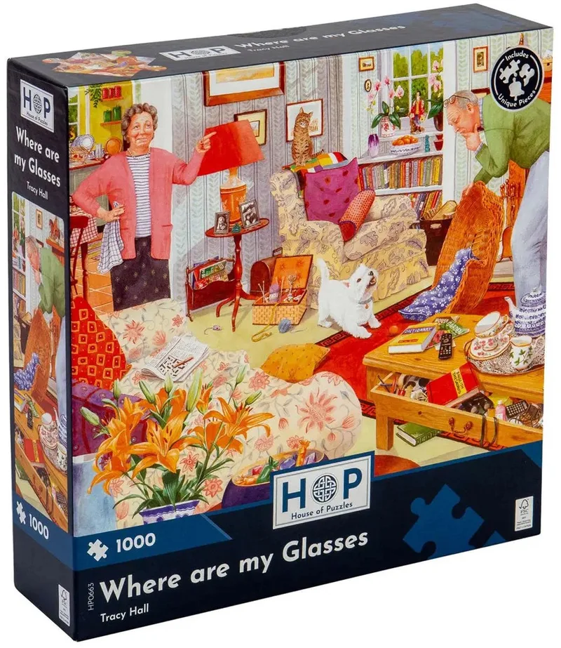 Waar is mijn bril, 1000 Stukjes Legpuzzel från House of Puzzles, utgåva Flerfärgad – kartong