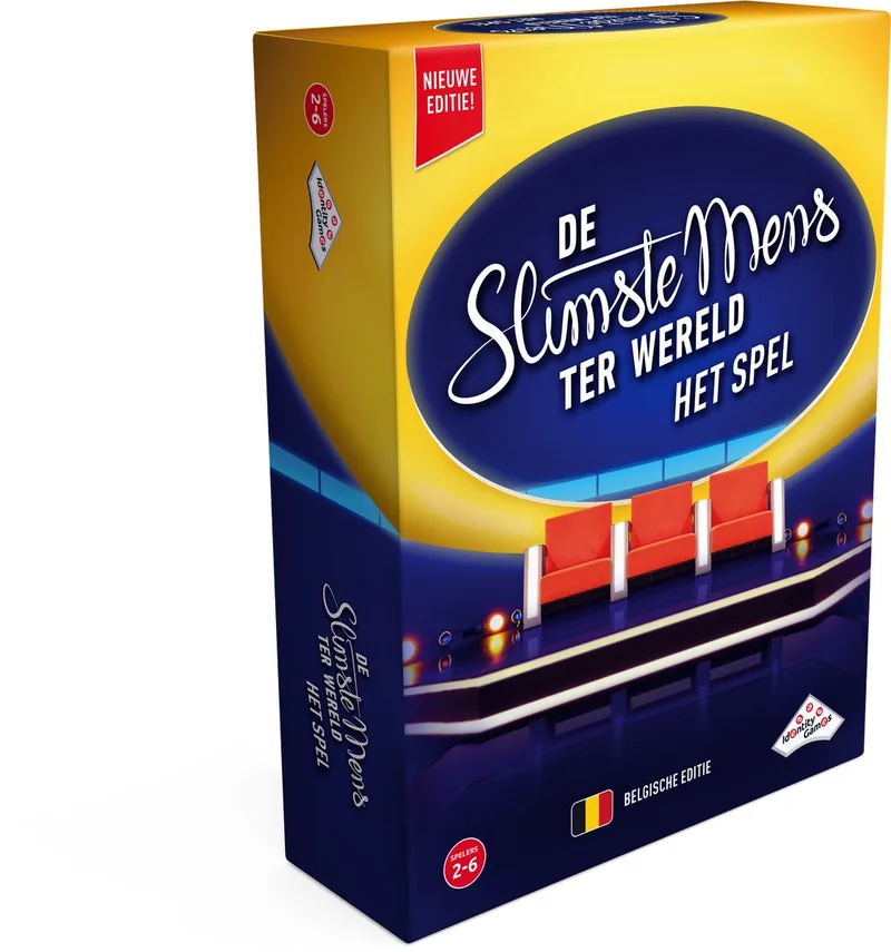 De Slimste Mens ter Wereld het spel (Vlaams) - Partyspel - Gebaseerd op het tv-programma - Inclusief timers fra Identity Games – æske
