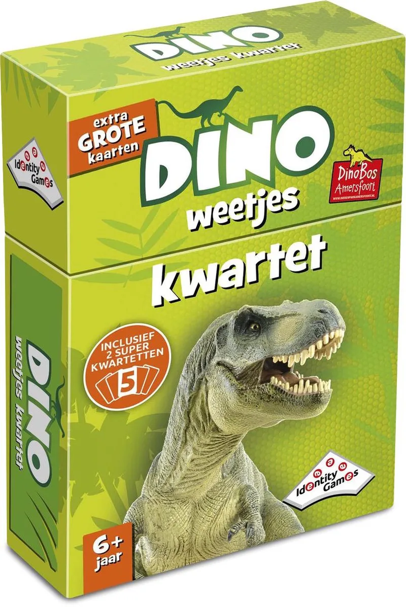Dino Weetjes kwartet - Kaartspel - Boordevol leuke feitjes over dino’s from Identity Games – box