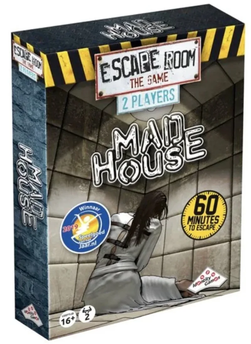 Escape room Mad House, Escap room, spel , bordspel, escape room the game, Game van Identity Games – doos