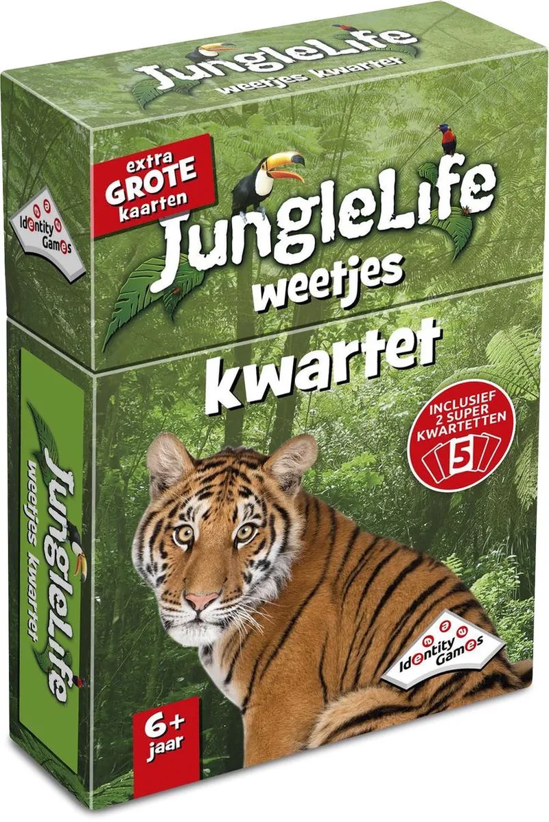 Junglelife Weetjes Kwartet - Kaartspel - Boordevol leuke feitjes over dieren uit de jungle de Identity Games – boîte
