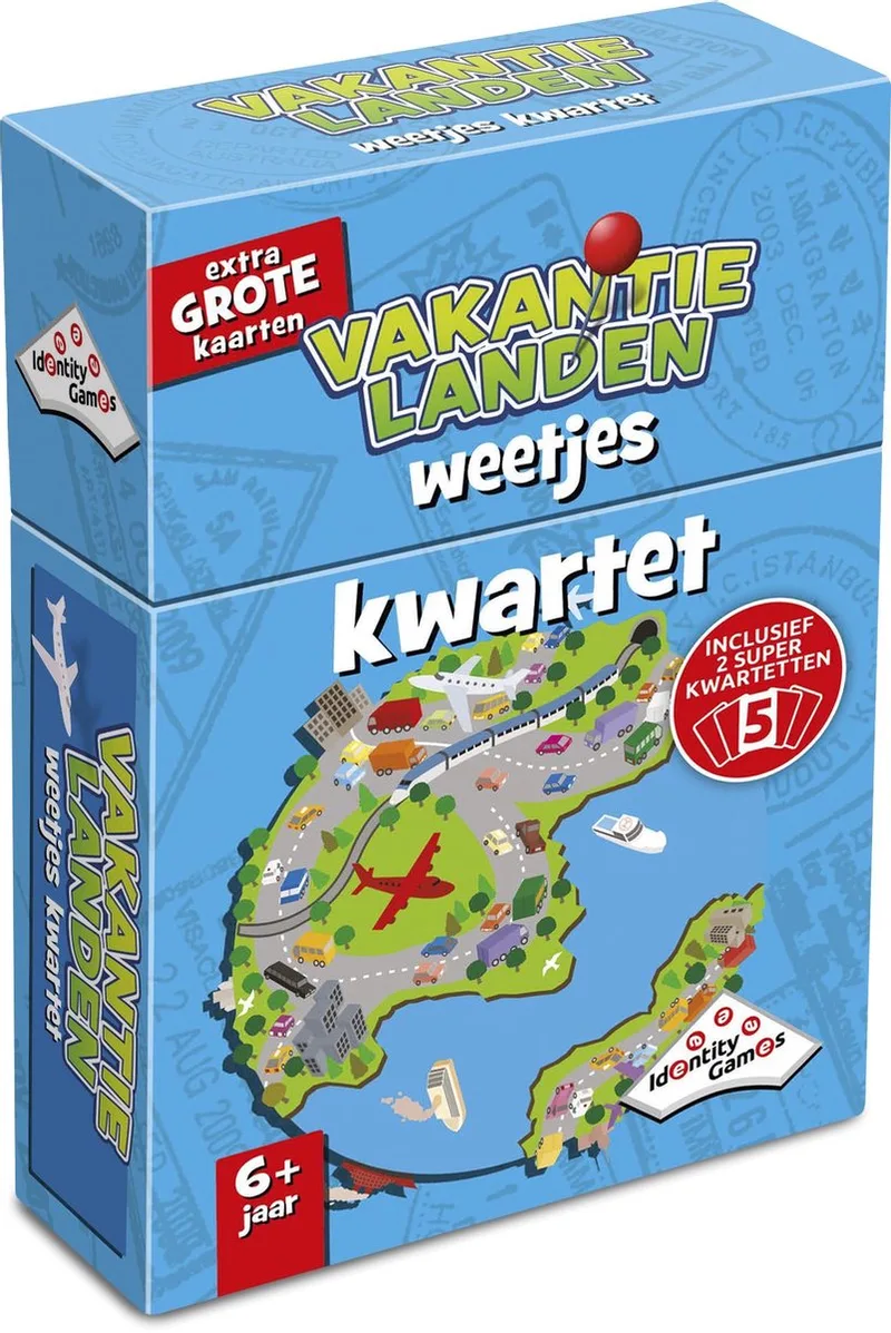 Vakantielanden Weetjes Kwartet - Kaartspel - Boordevol leuke feitjes over populaire vakantiebestemmingen de Identity Games – boîte