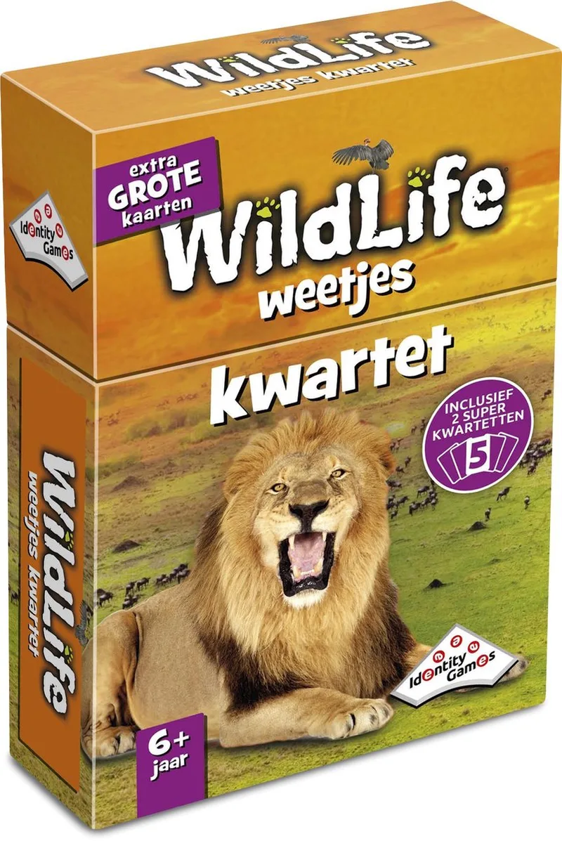 Wildlife Weetjes Kwartet - Kaartspel - Boordevol leuke feitjes over wilde dieren fra Identity Games – æske