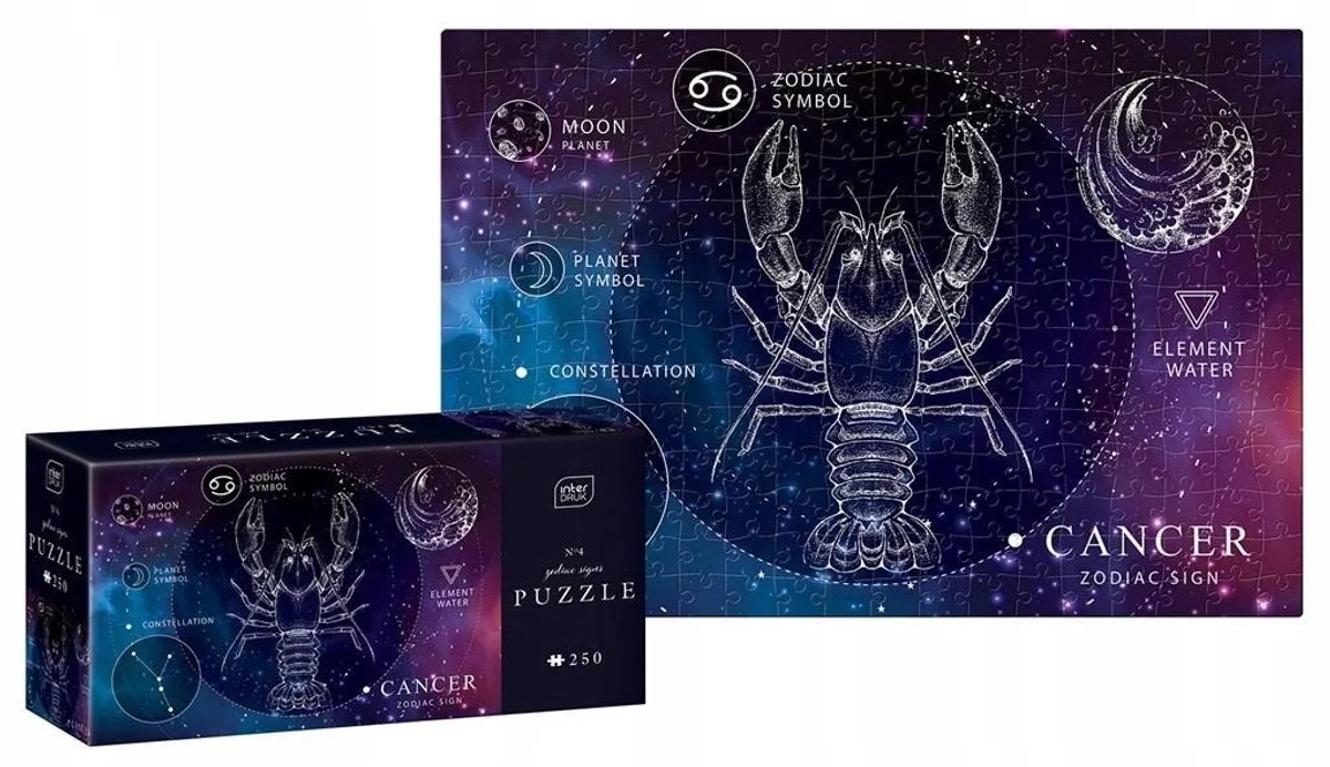 Puzzel 250 Stukken Zodiac Kreeft från Interdruk, utgåva Blå – kartong