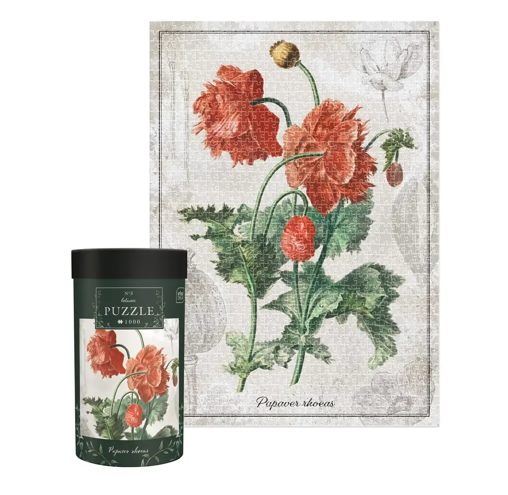 Puzzle Botanic: Poppy (1000 Stukjes) fra Interdruk – æske