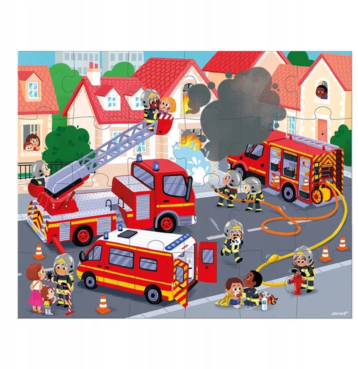 Brandweer Puzzel in Koffer - 24 Stukken - Vanaf 3 Jaar van Janod – doos