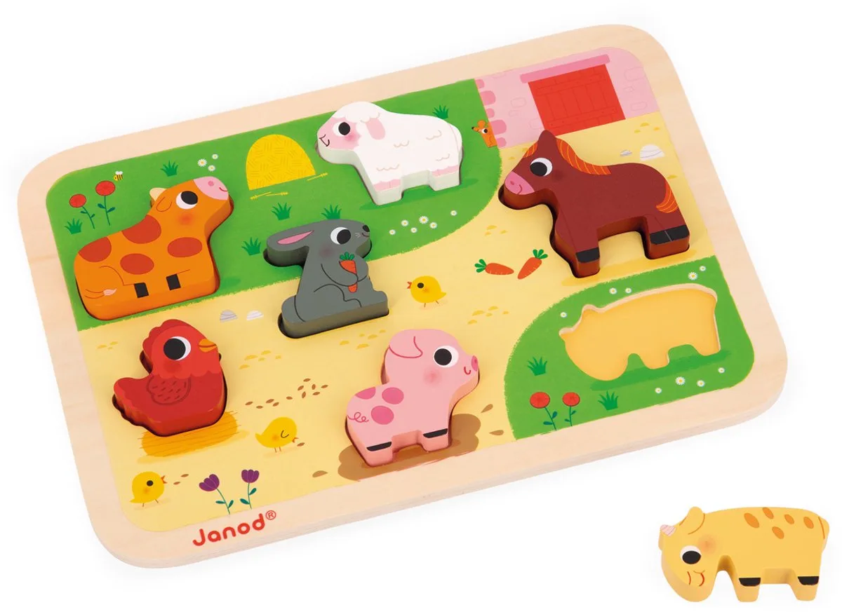 Chunky puzzel van Janod, editie Op De Boerderij – doos