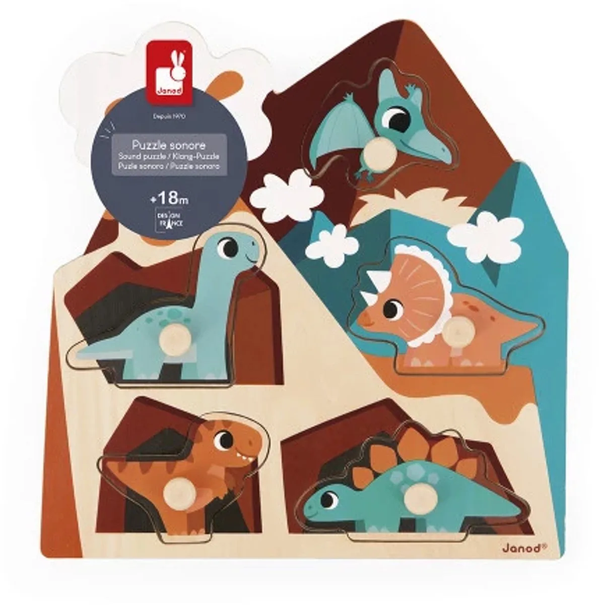 Dino - Muziekpuzzel van Janod, editie Meerkleurig – doos