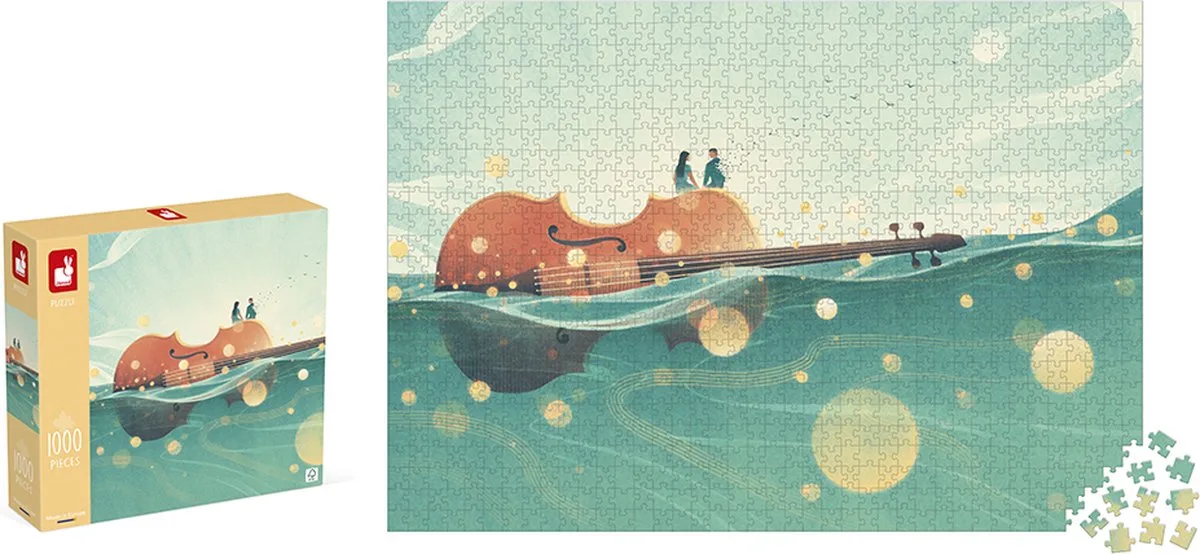 Kidult puzzel - 1000 Stukjes van Janod, editie De Reizende Viool – doos