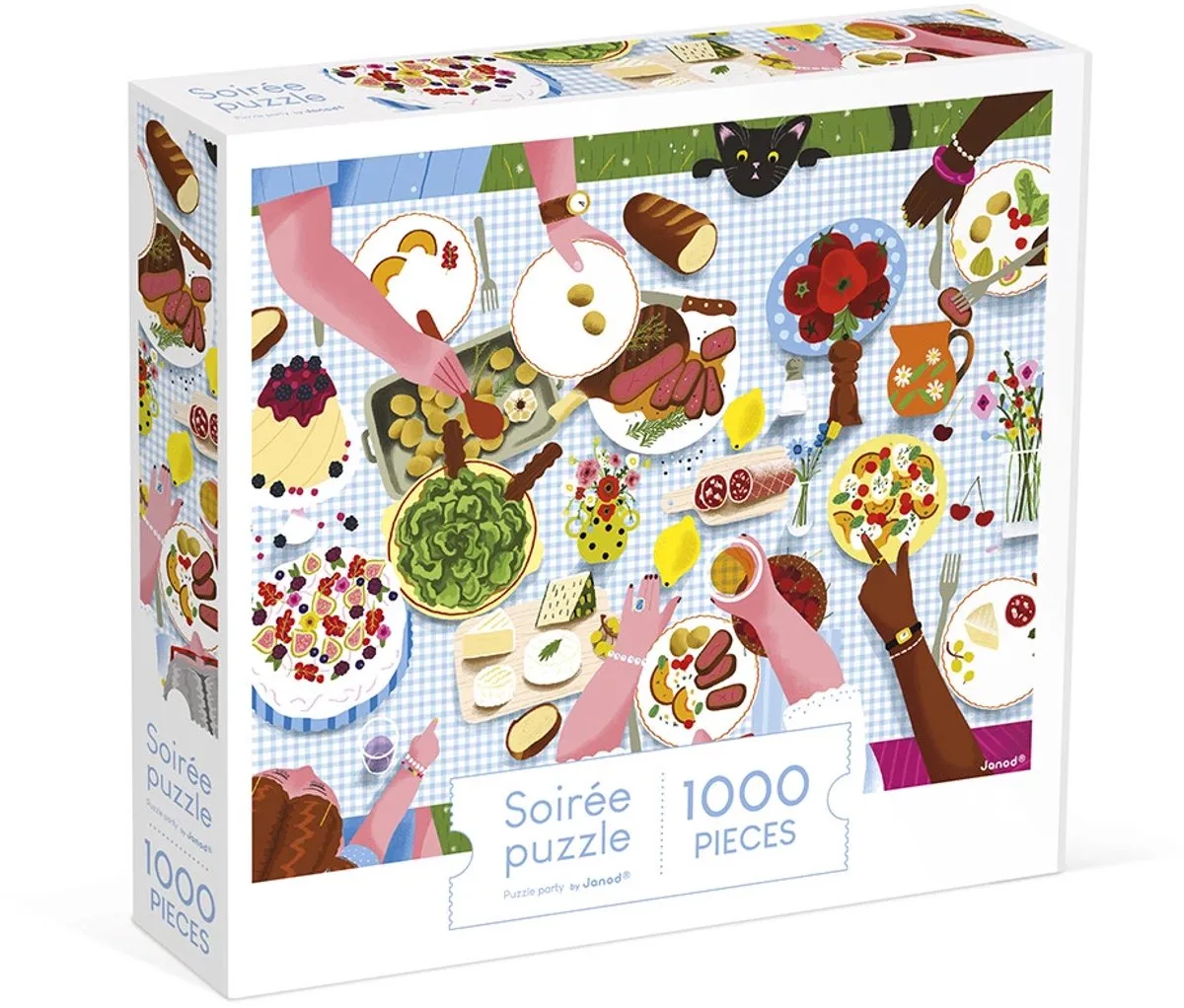 Kidult puzzel - 1000 Stukjes von Janod, Ausgabe Het Familiediner – Schachtel