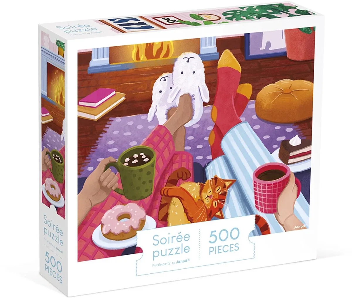 Kidult puzzel - 500 Stukjes von Janod, Ausgabe Avond Bij Het Haardvuur – Schachtel