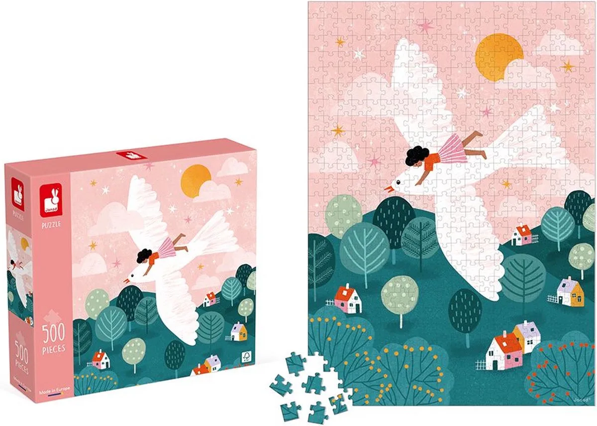 Kidult Puzzel - 500 Stukjes - Geschikt Vanaf 8 Jaar from Janod, Witte Duif edition – box