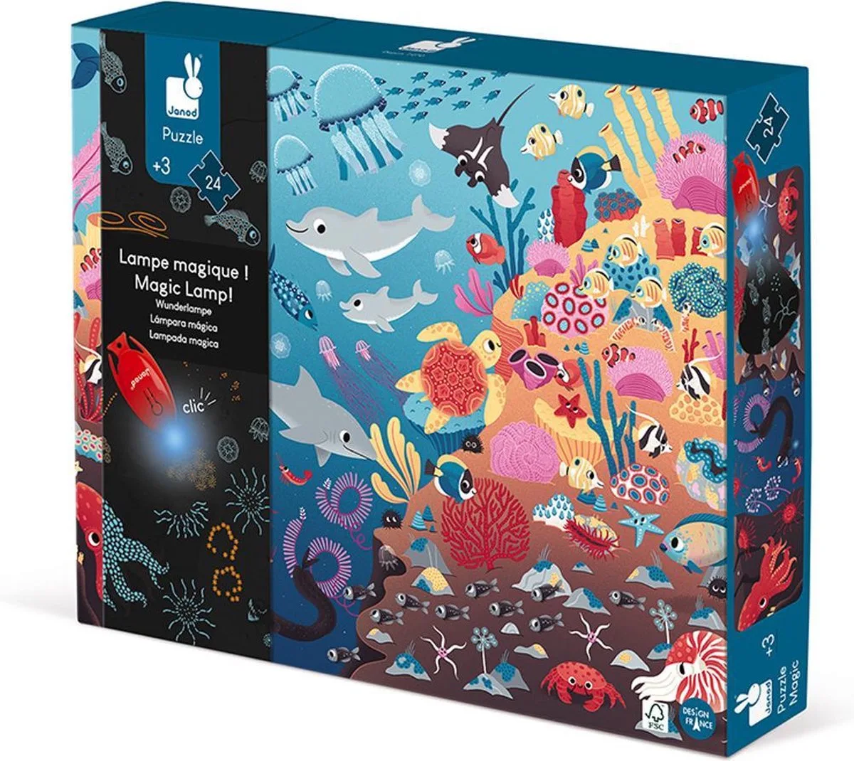 Magische Puzzel - 24 Stukjes från Janod, utgåva De Oceaan – kartong
