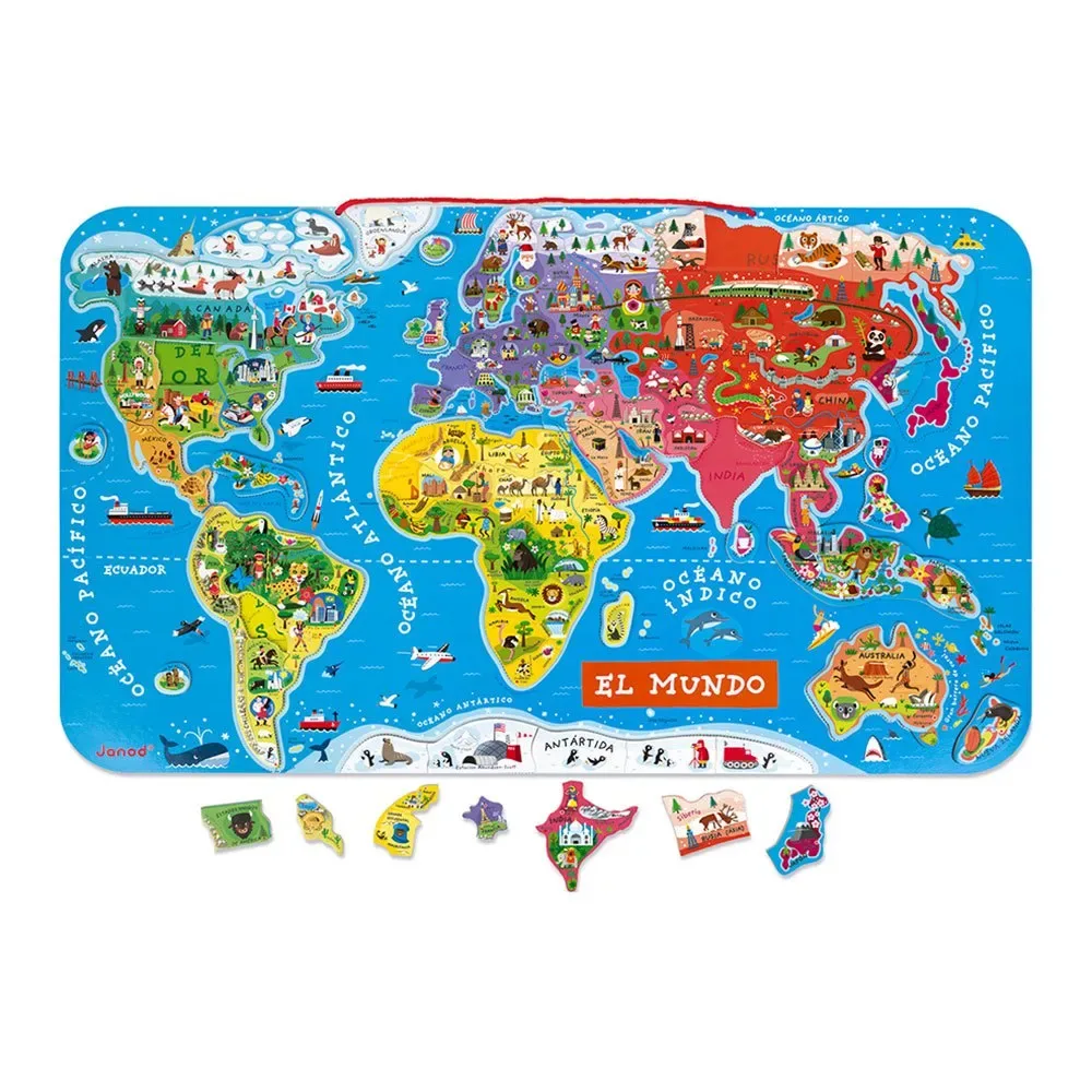 Magnetische Weltkarten-puzzle Spanische Version von Janod – Schachtel