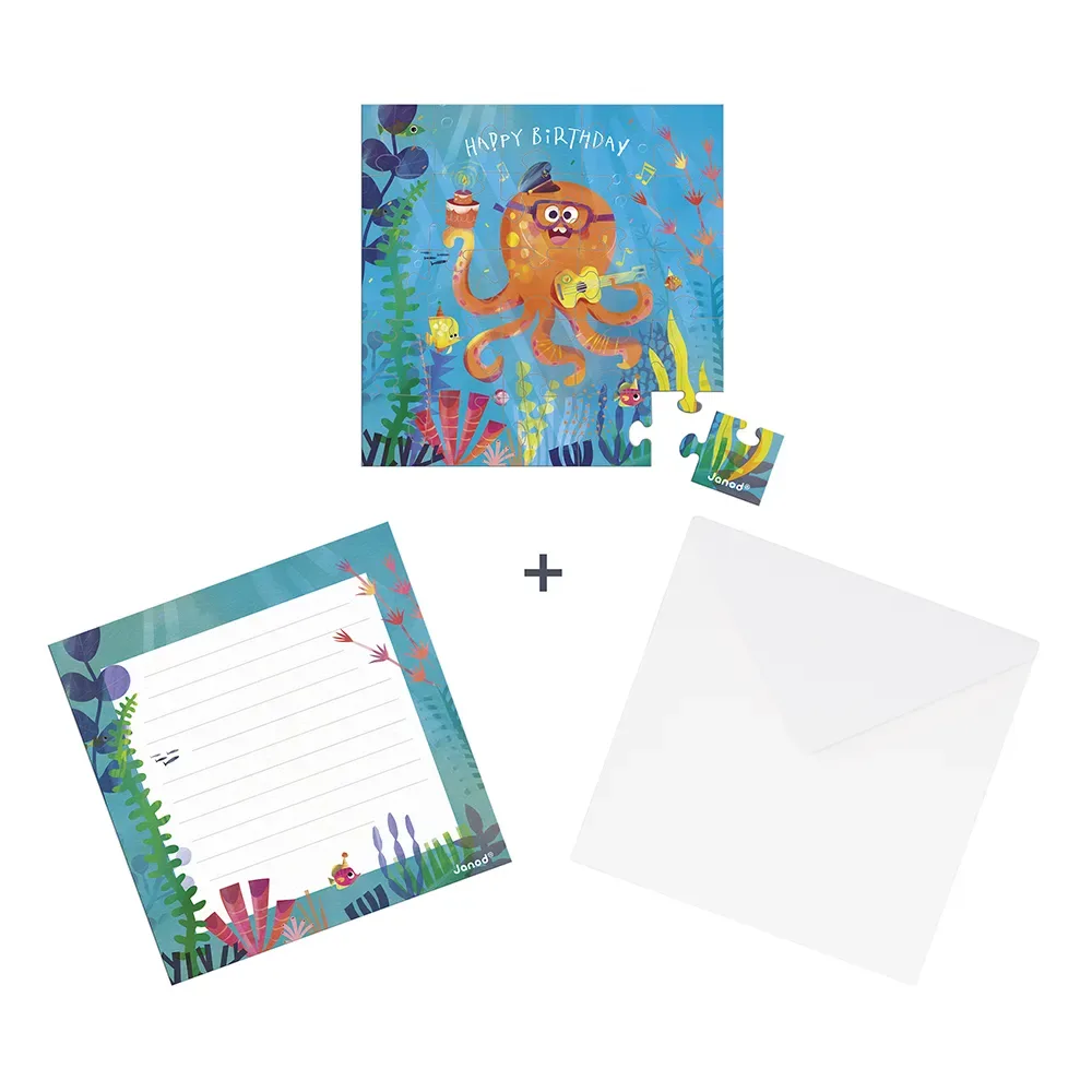 Octopus Themed Birthday Puslespil 2puslespil 5 Stykker fra Janod – æske