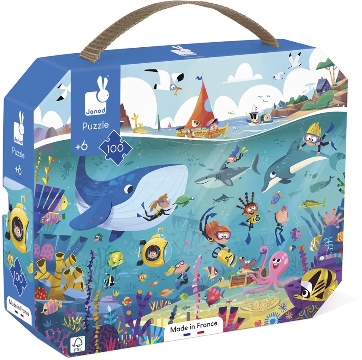 Puzzel - 100 stukjes van Janod, editie Zeebodem – doos