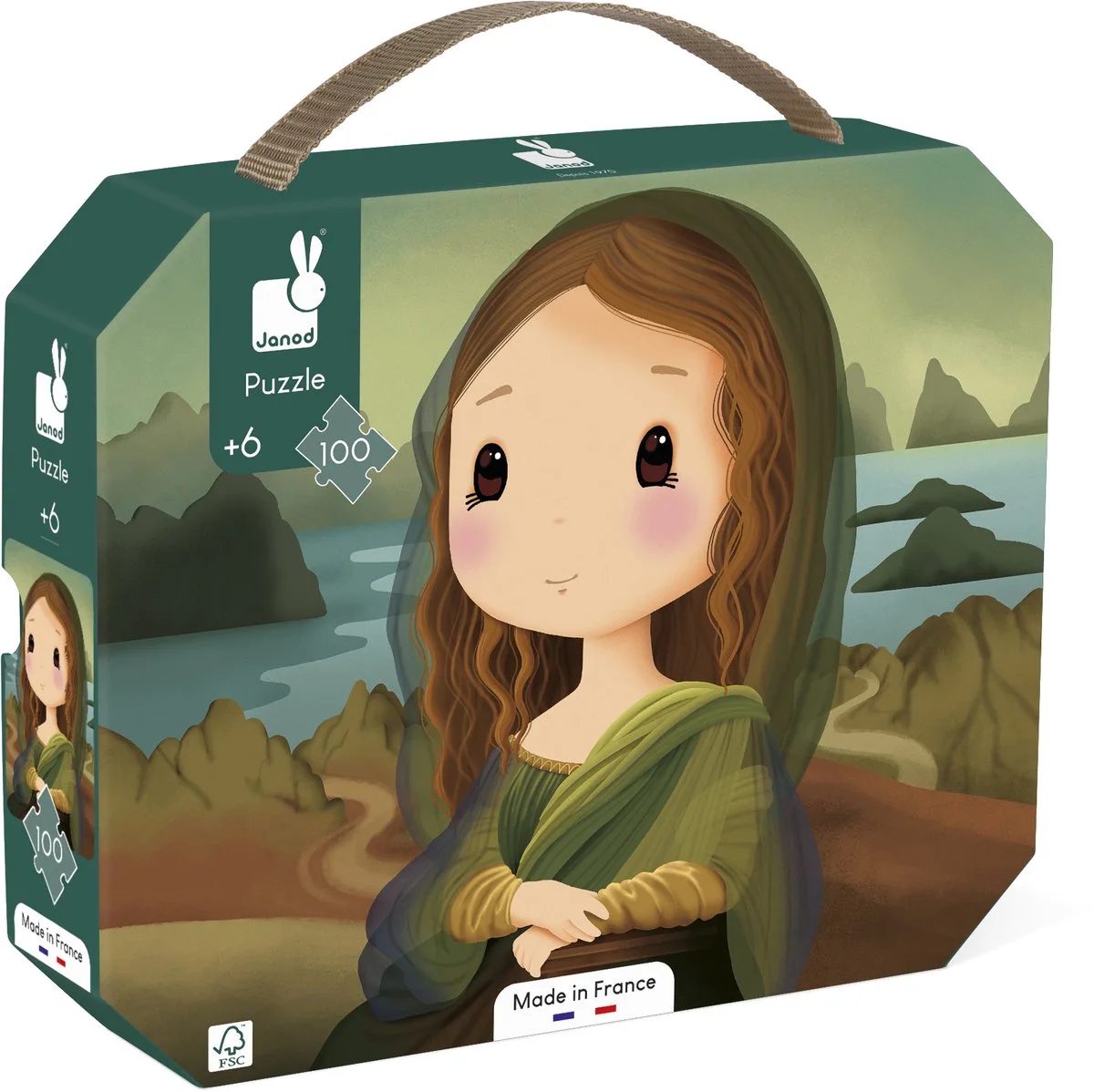 Puzzle Inspiré De Léonard De Vinci 100 Pièces de Janod, édition Leonardo Da Vinci Mona Lisa – 100 Stukjes – boîte