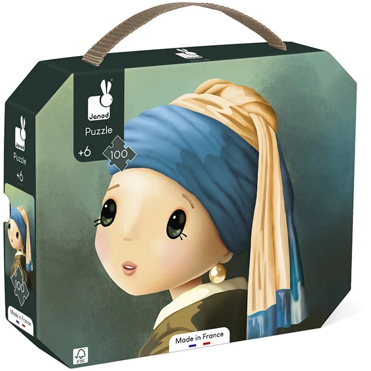 Vermeer-inspireret Puslespil 100 Stykker fra Janod, Op Vermeer Geïnspireerd – 100 Stukjes-udgave – æske