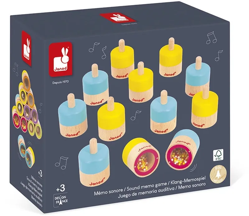 Sensorisch spel - Memospel met geluiden van Janod, editie Print – doos