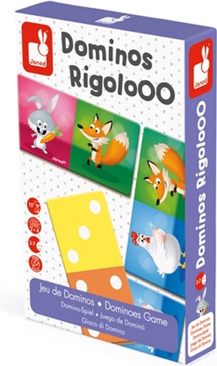 Spel - Domino Rigolooo de Janod, édition Multikleur – boîte