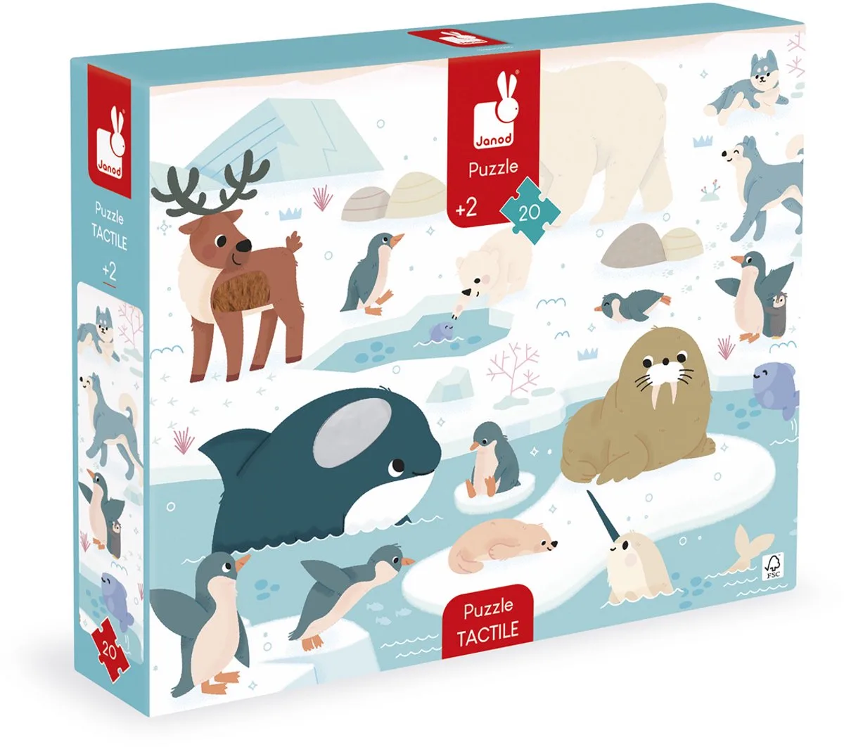 Polar Touchscreen Puslespil 20 Stykker fra Janod, Noordpool-udgave – æske