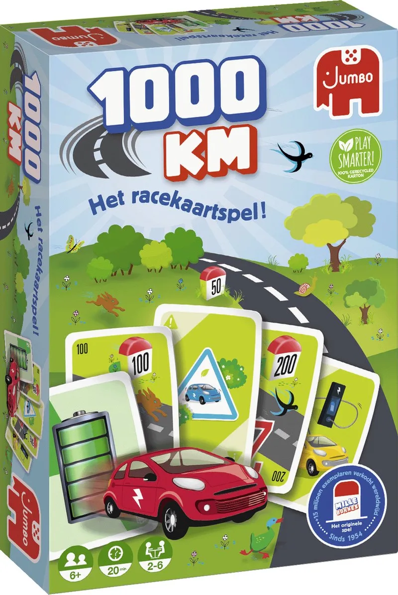 1000KM - Nederlandstalig Bordspel - vanaf 6 jaar - 2 tot 4 spelers fra Jumbo – æske