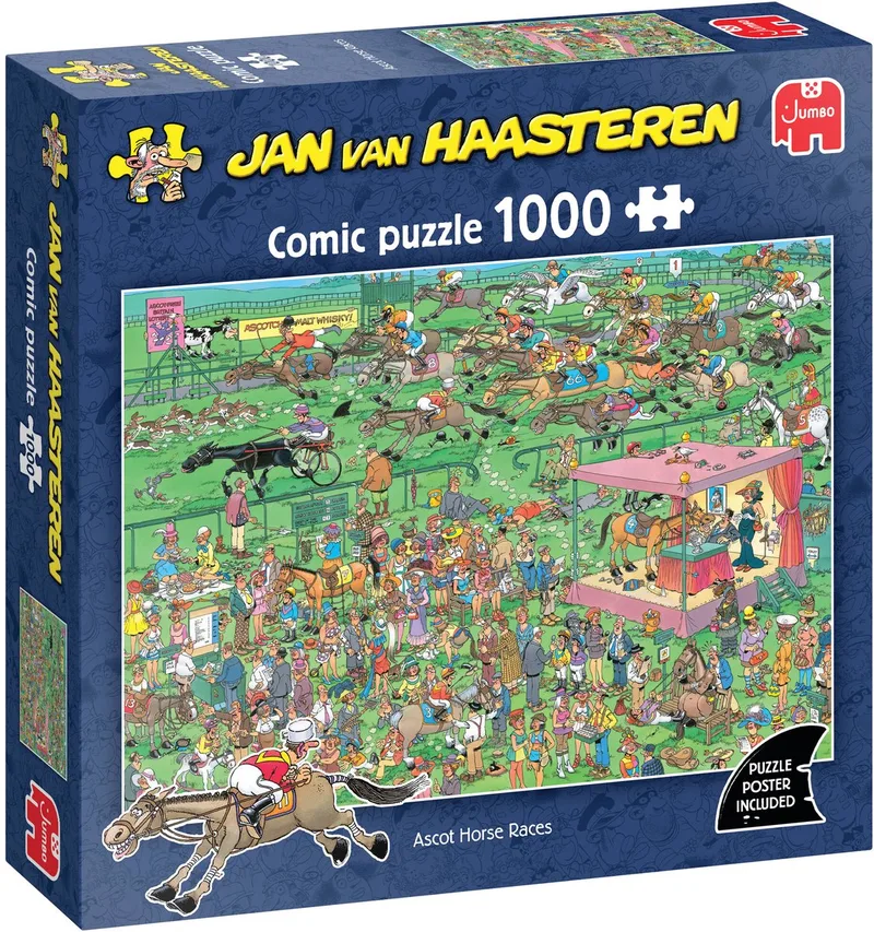 Ascot Horse Races - Jan van Haasteren - puzzel van 1000 stukjes from Jumbo, Blue edition – box