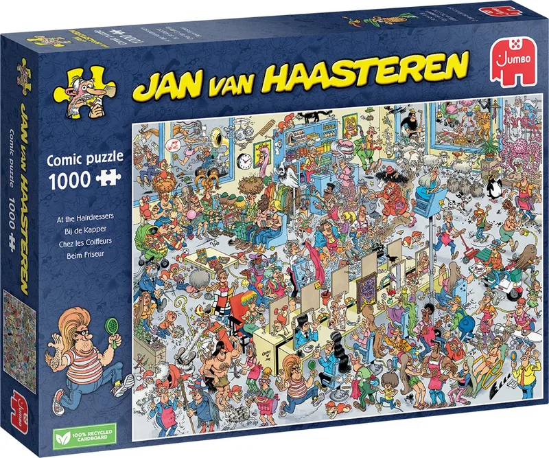 Bij de kapper - 1000 stukjes - Legpuzzel van Jumbo, editie Meerkleurig – doos