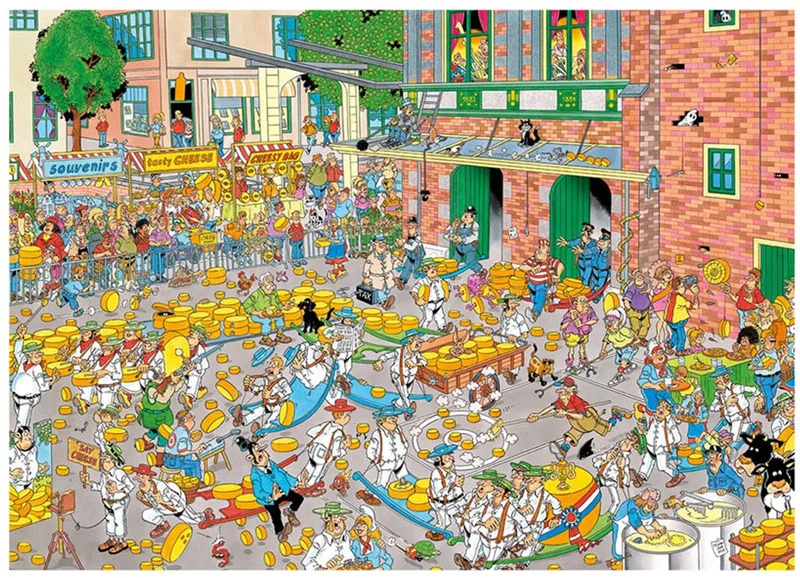 De Kaasmarkt & Skûtsjesilen - Puzzel - 2x1000 stukjes van Jumbo, editie Meerkleurig – doos