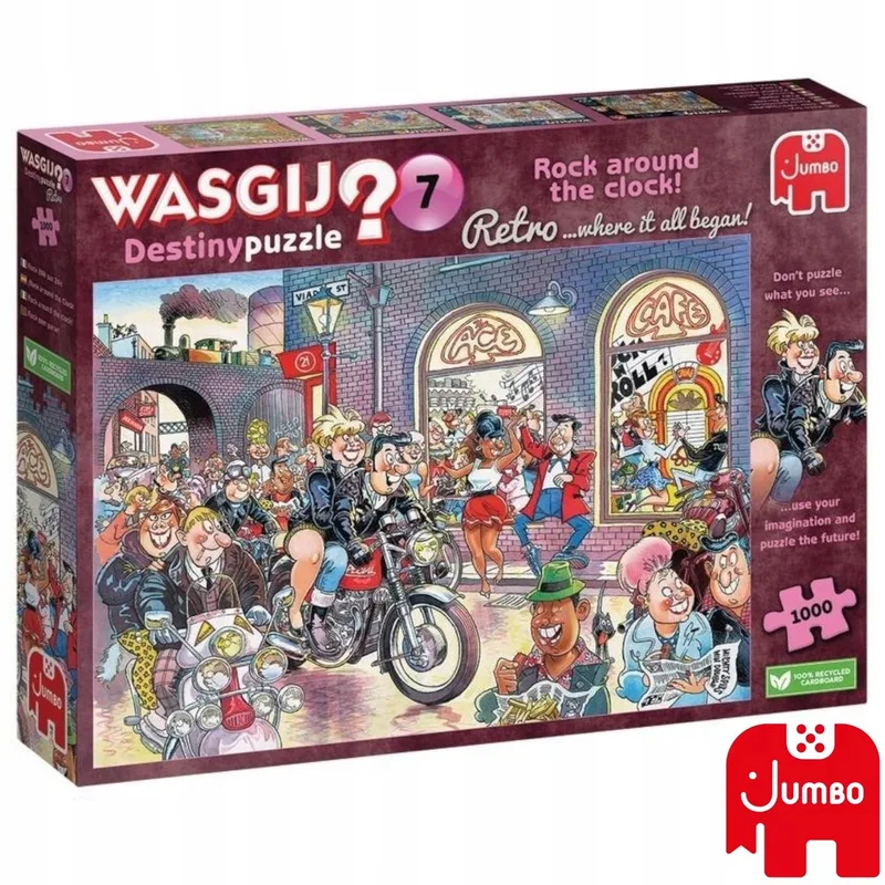 Destiny 1000 Retro Rock Around The Clock Puzzel from Jumbo, Multicolour edition – box
