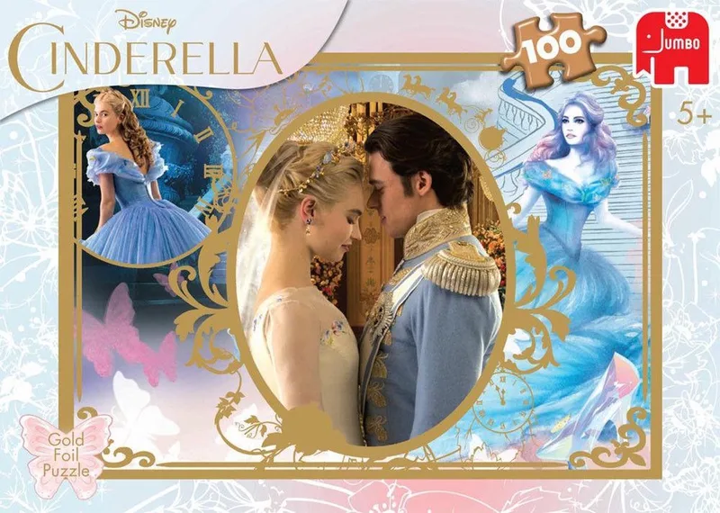 Disney Cinderella - Puzzel 100 stukjes van Jumbo, editie Div kleuren goud – doos