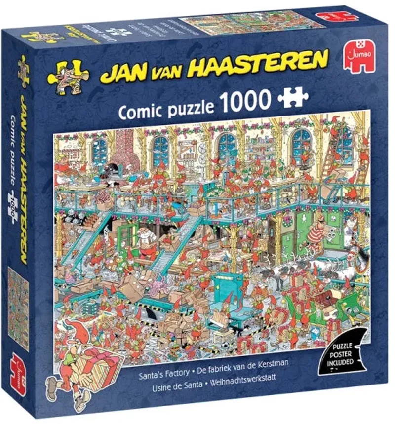 Fabriek van de Kerstman Puzzel 1000 Stukjes from Jumbo, Blue edition – box