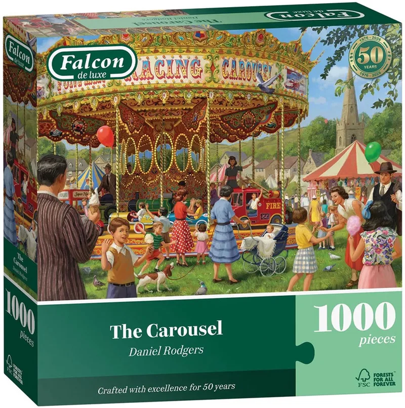 Falcon puzzel - Legpuzzel 1000 stukjes - The Carousel - Multicolor. van Jumbo, editie Meerkleurig – doos
