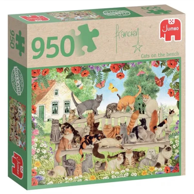 Francien - 950 stukjes - Cats on the bench - Legpuzzel - puzzel - katten van Jumbo, editie Meerkleurig – doos