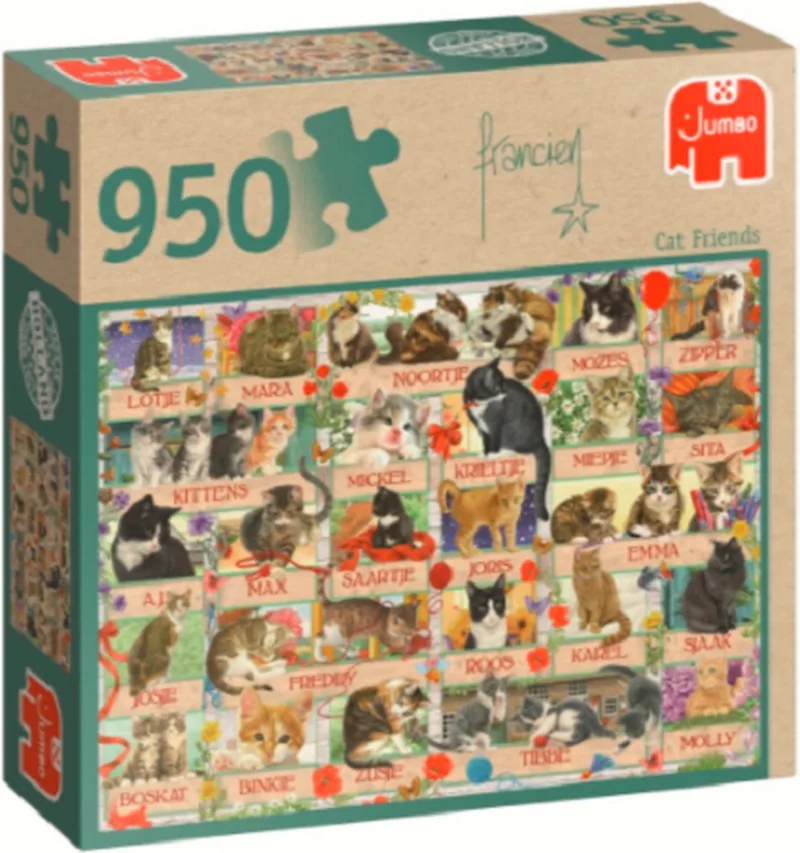 Francien Cat katten Friends Puzzel - 950 stukjes van Jumbo, editie Meerkleurig – doos