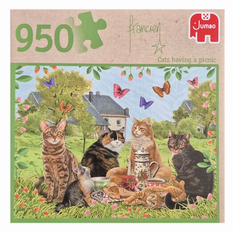 Francien - Cats having a Picnic - 950 stukjes - Legpuzzel van Jumbo, editie Meerkleurig – doos