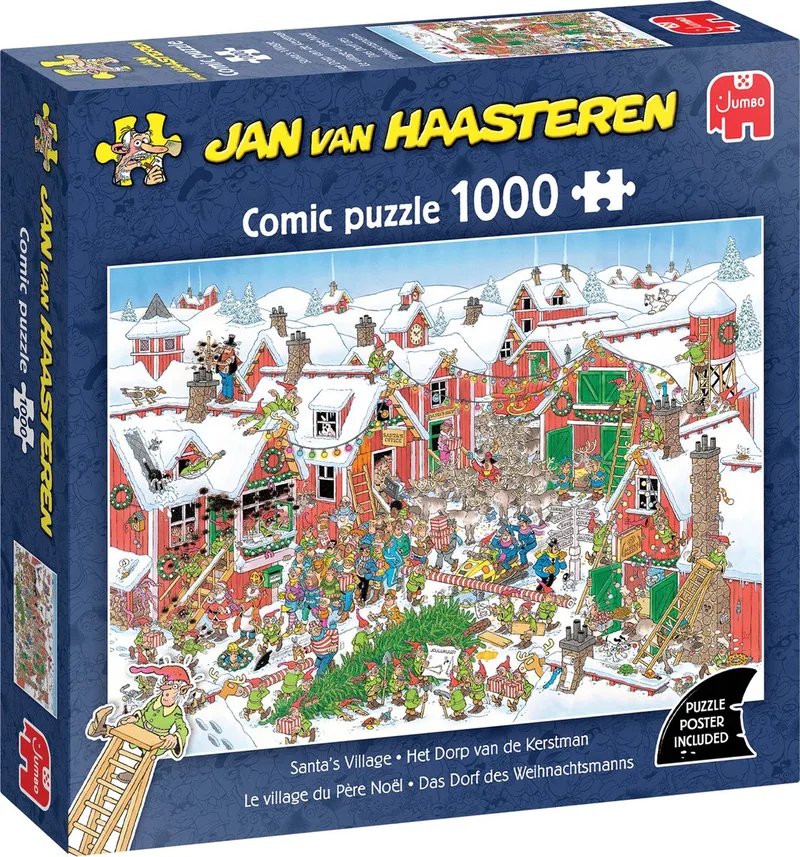 Het dorp van de Kerstman - 1000 stukjes - Legpuzzel van Jumbo, editie Meerkleurig – doos 1 van 4