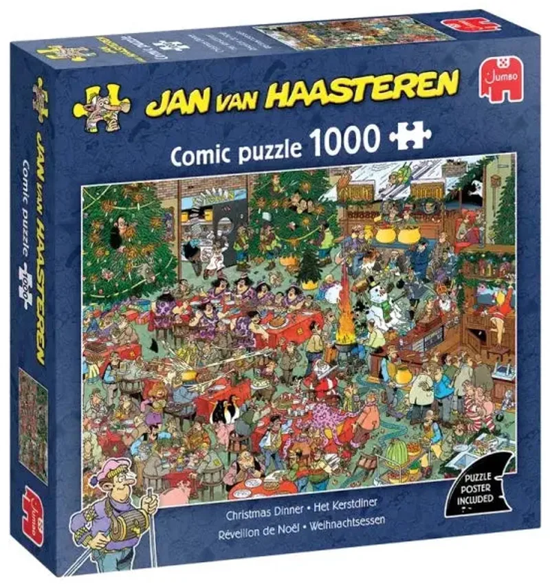 Het Kerstdiner Puzzel 1000 Stukjes van Jumbo, editie Blauw – doos