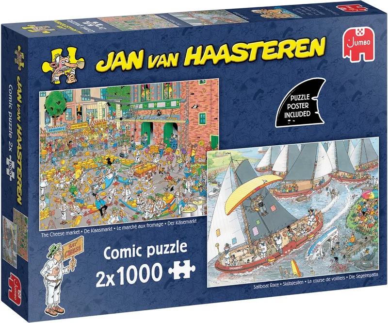 Hollandse Tradities: De Kaasmarkt & Skûtsjesilen - 2x 1000 stukjes puzzel van Jumbo, editie Meerkleurig – doos