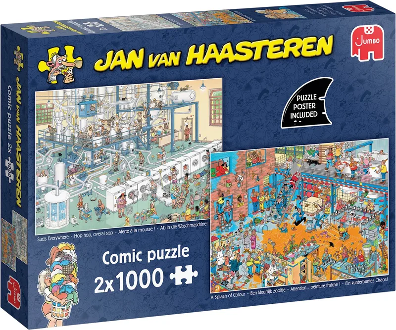 Hop hop overal sop & Een kleurrijk zooitje - Puzzel 2x1000 stukjes volwassenen - Legpuzzels from Jumbo, Multicolour edition – box