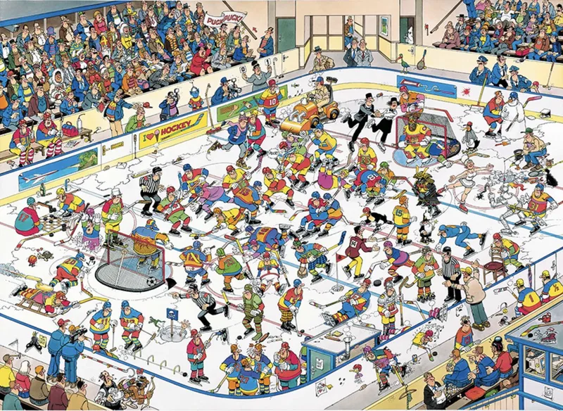 Ice Hockey - Jan van Haasteren - puzzel van 1000 stukjes de Jumbo, édition Noir – boîte